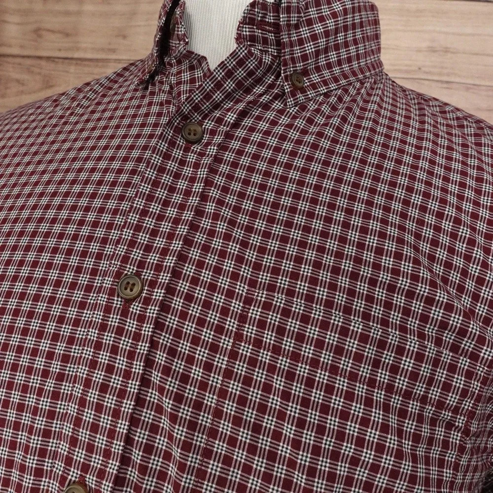 Banana Republic Shirt Mens M Red Check Long Sleeve Button-Up Slim Fit Cotton